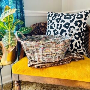NWT Trader Joe's Colorful Handcrafted Woven Basket